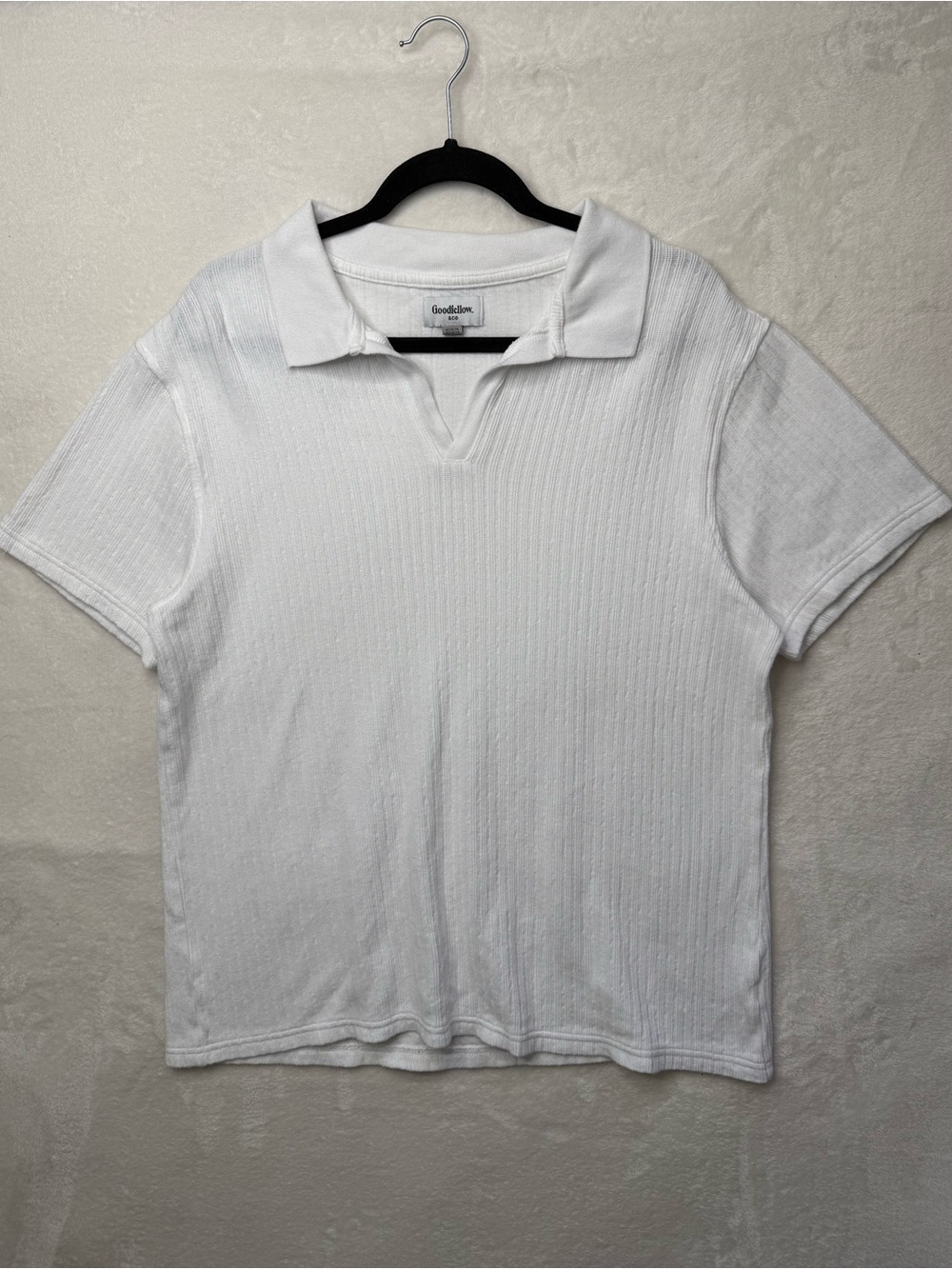 Goodfellow & Co - White Ribbed Short Sleeve Polo T-shirt